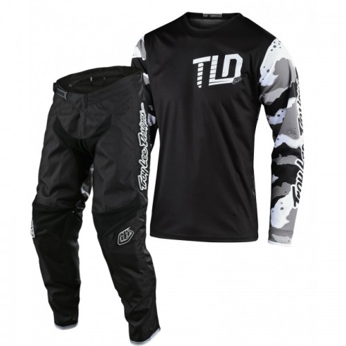 CONJUNTO TROY LEE DESIGNS 2021 GP CAMO - BRANCO / PRETO 